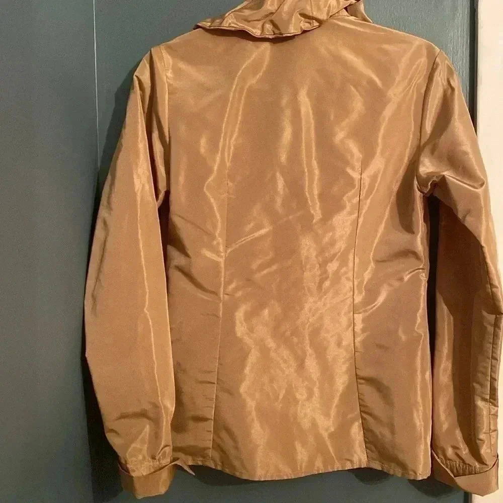 Silvia Tcherassi gold 100% silk ruffle collar long sleeve jacket - size 8 - Picture 7 of 8